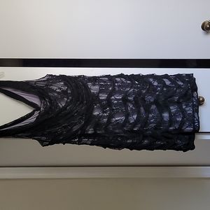Black lace cocktail dress, silver lining